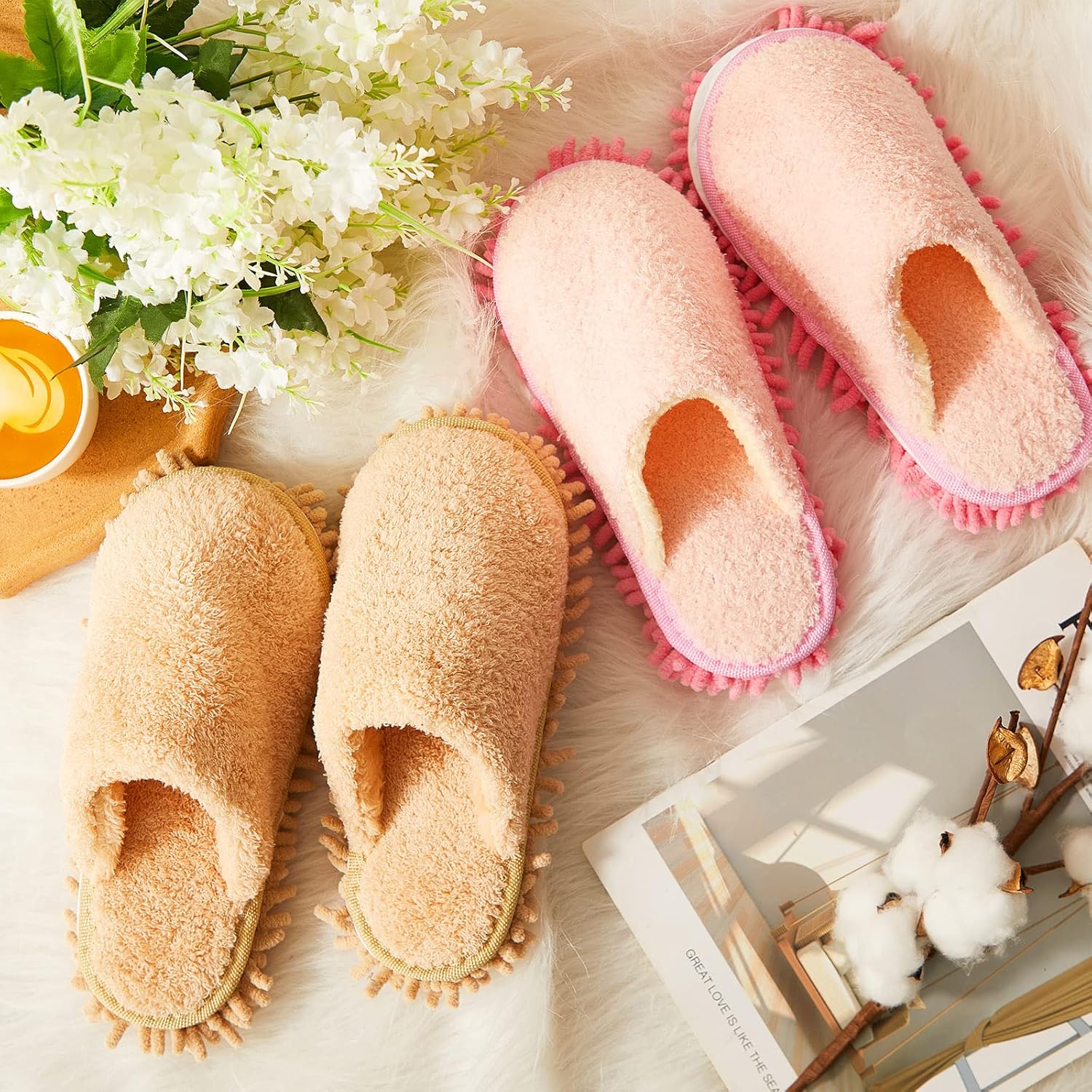 Jecery 2 Pair Microfiber Cleaning Slippers