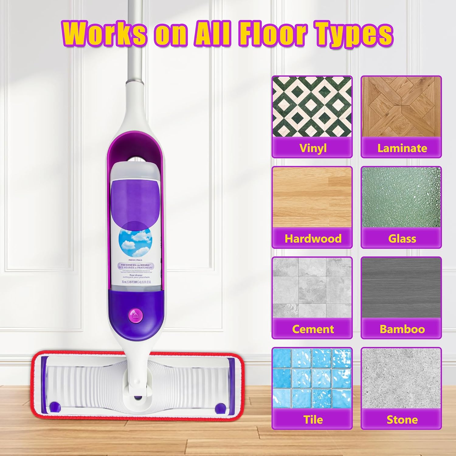 FORSPEEDER 8 Pack Reusable Mop Pads for Swiffer PowerMop 15 Mop Refills