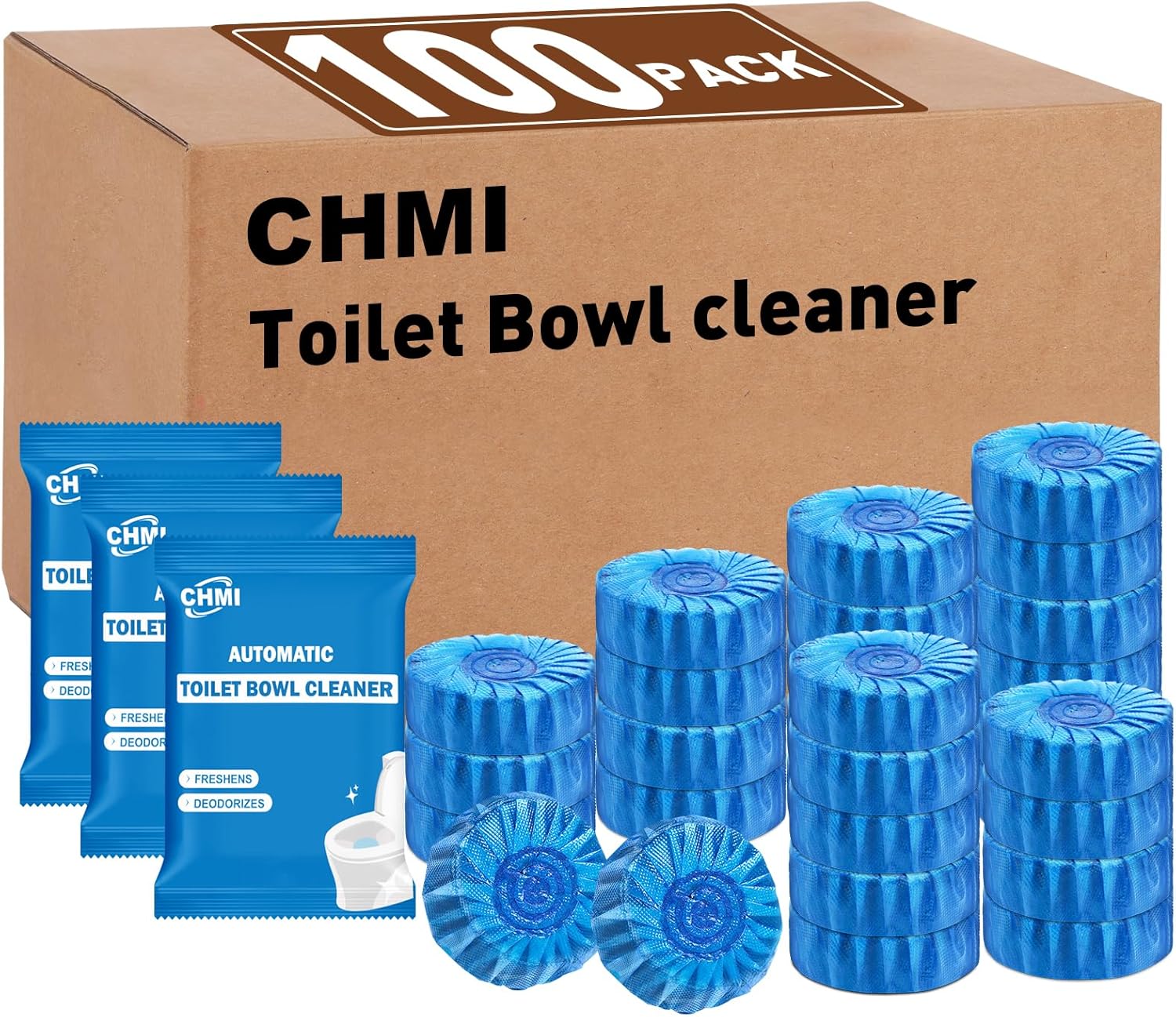 CHMI 100 Pack Toilet Bowl Cleaner Tablets Blue