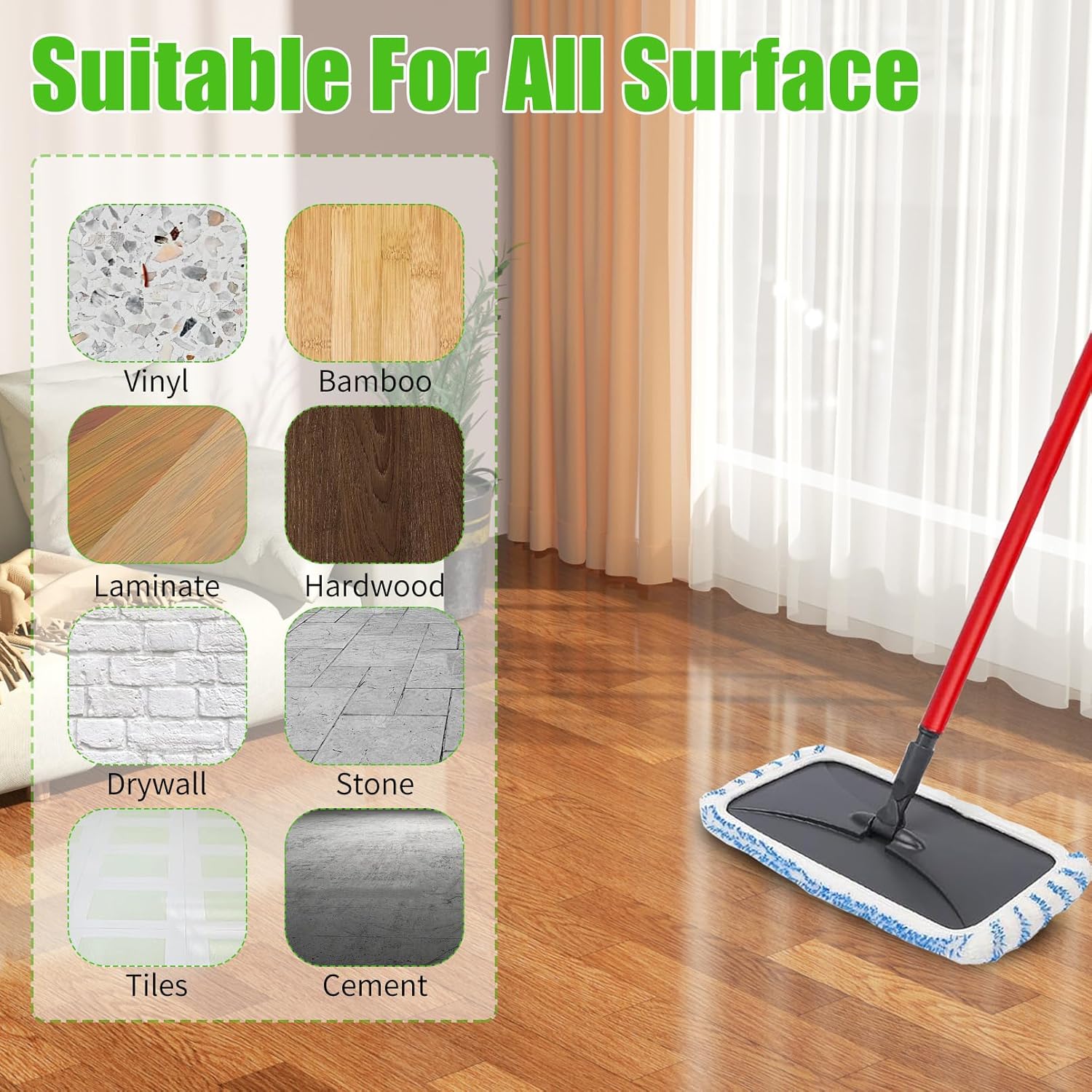 WVYNUYQP Reusable Cotton Microfiber Mop Paddles 4 Pack