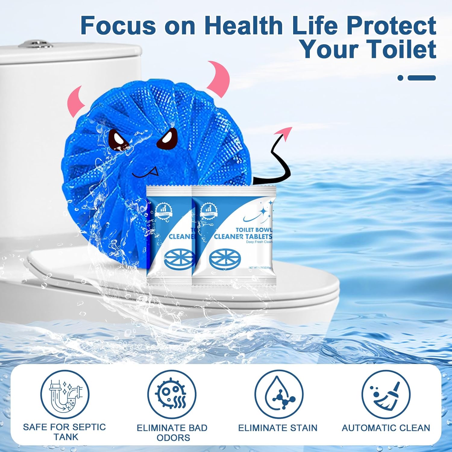 Msvvko Toilet Cleaner Tablets 30 Tabs Fresh Scent