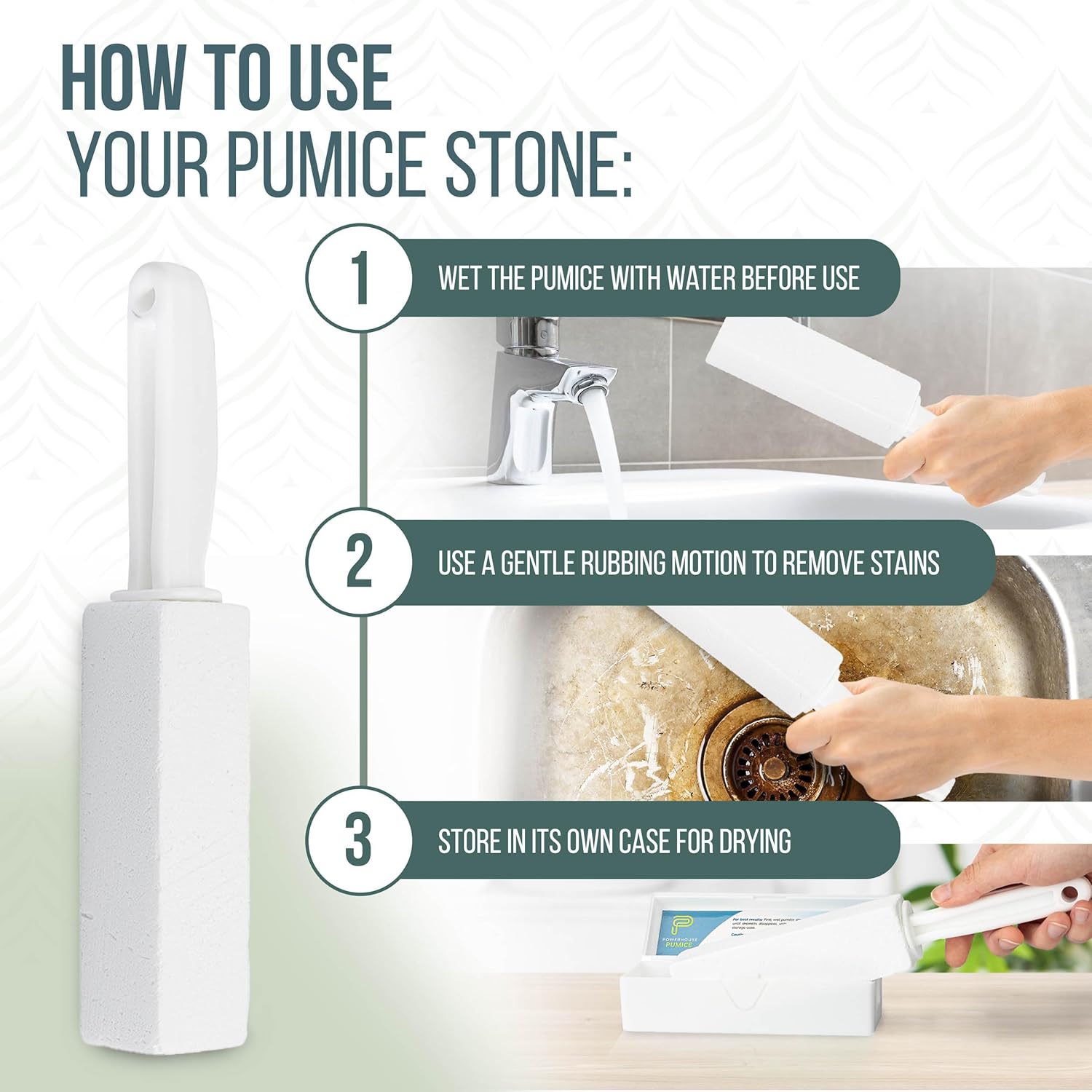 Powerstone Pumice Stone Toilet Cleaner with Handle - 3-Pack