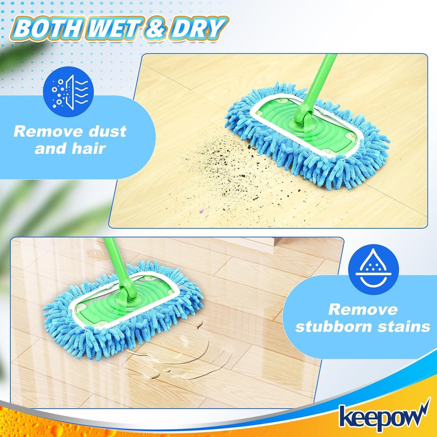 KEEPOW Reusable Microfiber Mop Pads 6 Pack 1