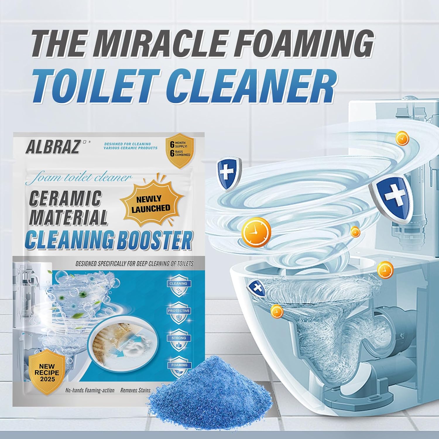 ALBRAZ Splash Toilet Cleaner - Automatic Foam Deep Cleaning