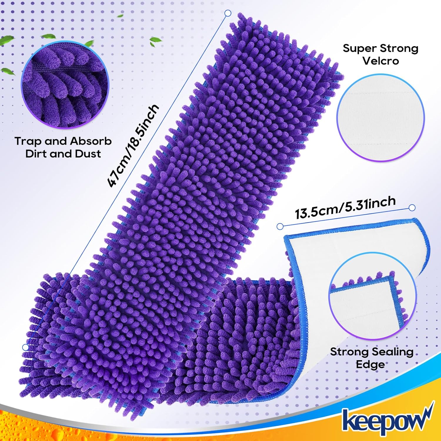 KEEPOW Microfiber Mop Pads 18 Inch 43 Pack Replacement