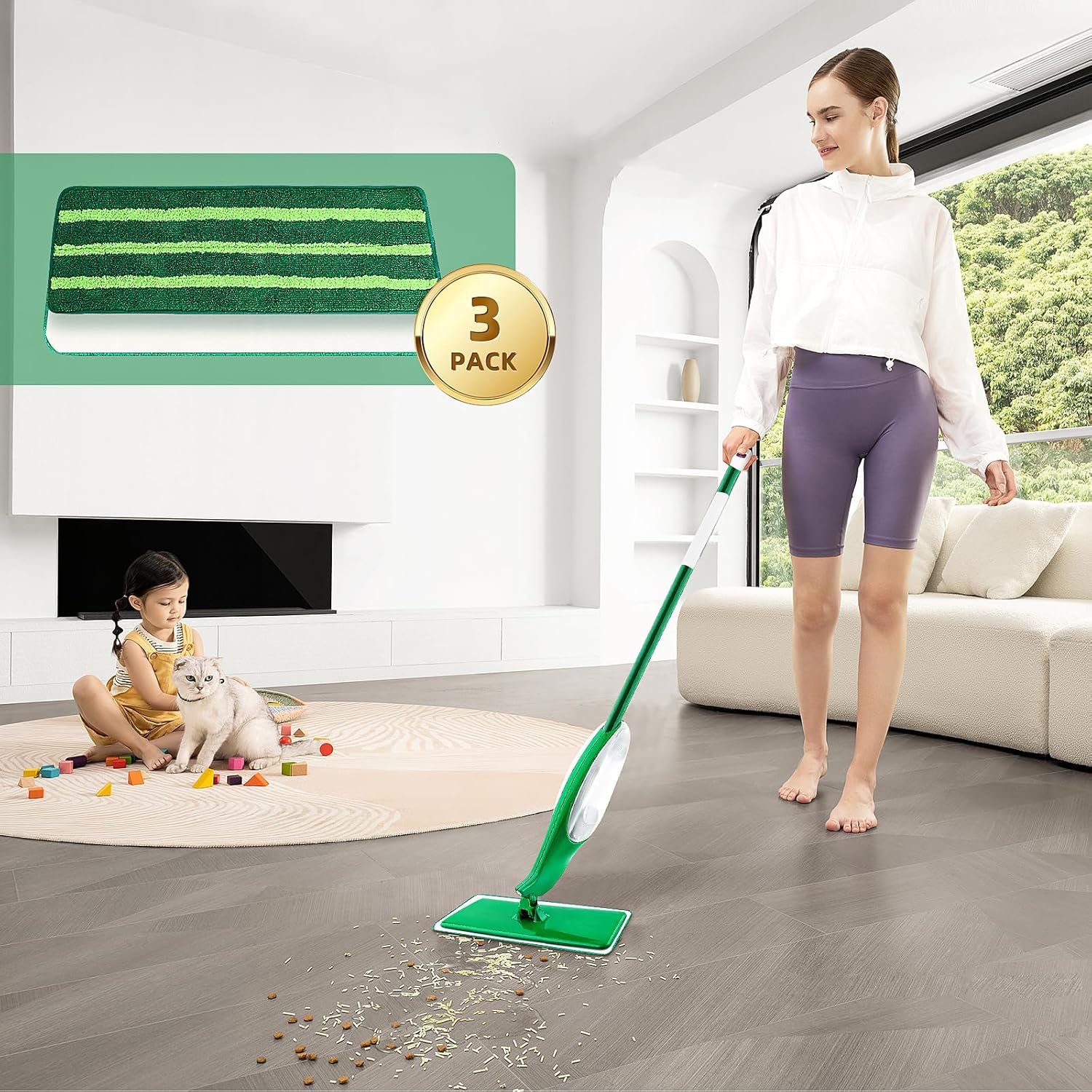 3 Pack Microfiber Mop Refills for Libman Freedom Spray Mop