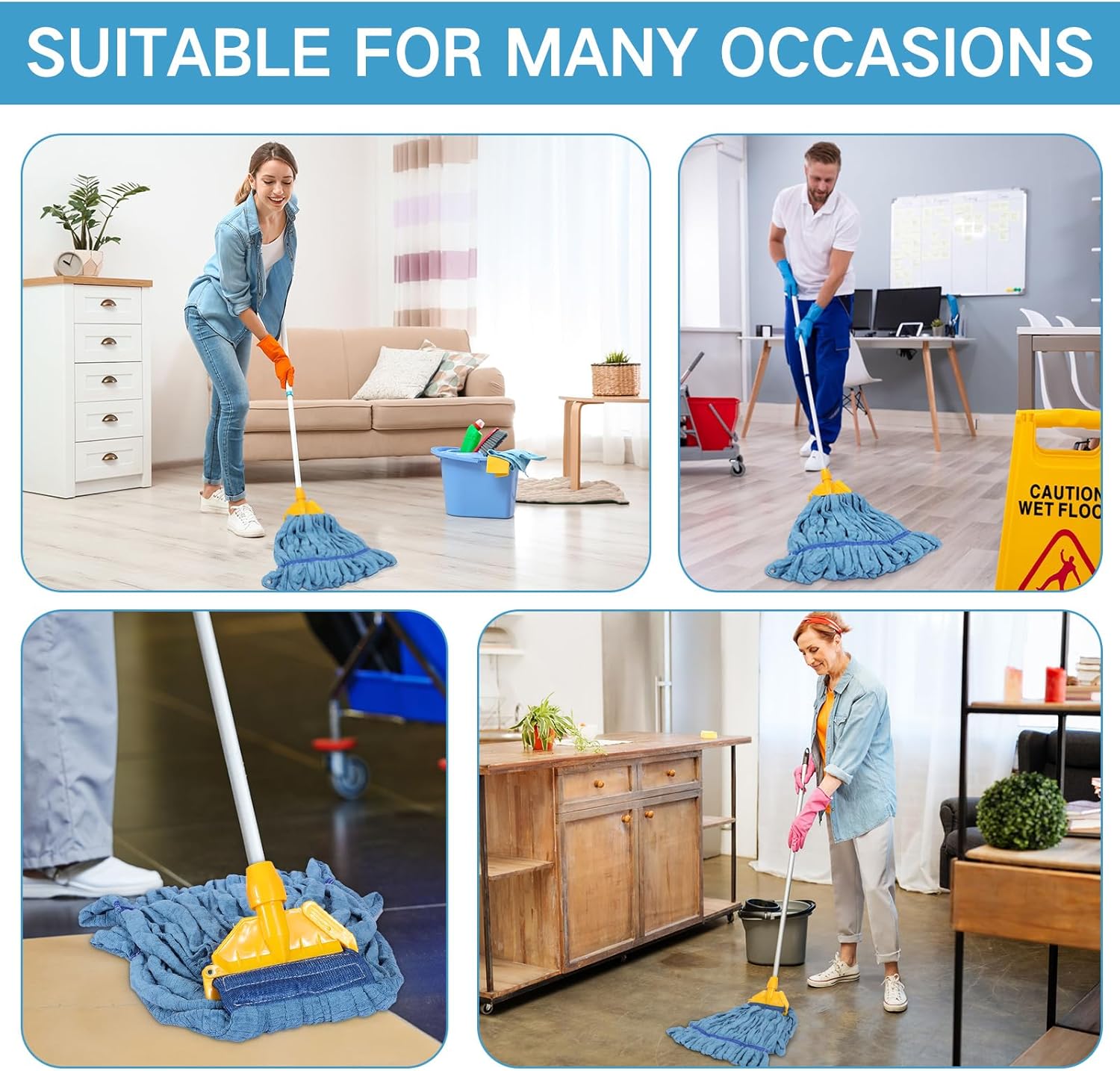 Lallisa 4 Pcs Medium Blue Mop Head Refill