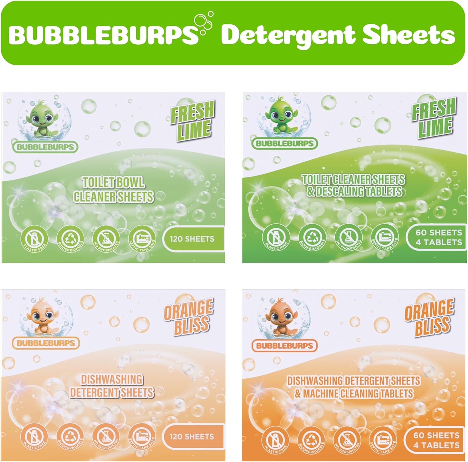 Bubbleburps Toilet Cleaner Sheets Tablets Combo