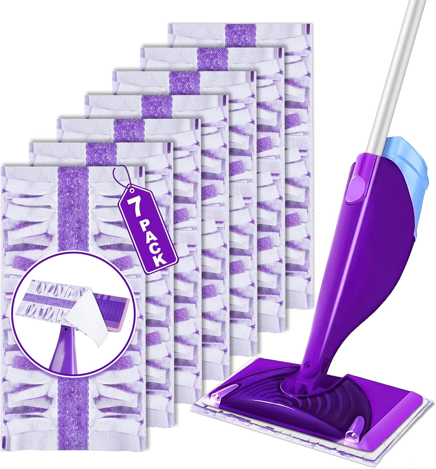 FORSPEEDER 7-Piece Mopping Pads Refill for Swiffer WetJet