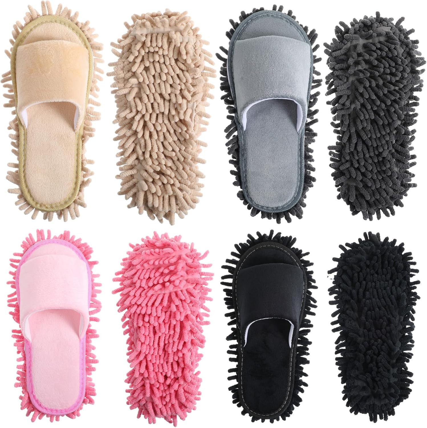 Telooco 4 Pairs Washable Mopping Slippers for Women and Men