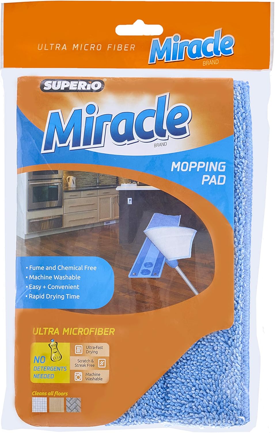 Superio Microfiber Mop Refill 16 Inch Blue 12 Pack Replacement Head