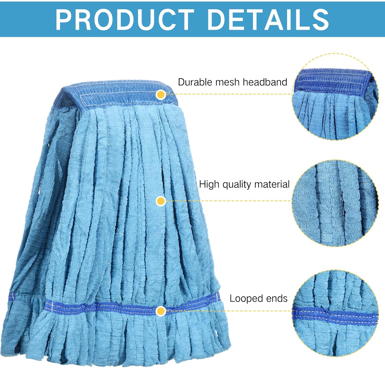 Lallisa 4 Pcs Medium Blue Mop Head Refill
