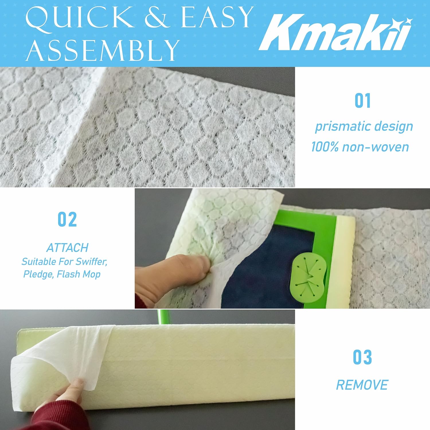 KMAKII X-Large Dry Sweeping Cloths 100 Pcs Pack