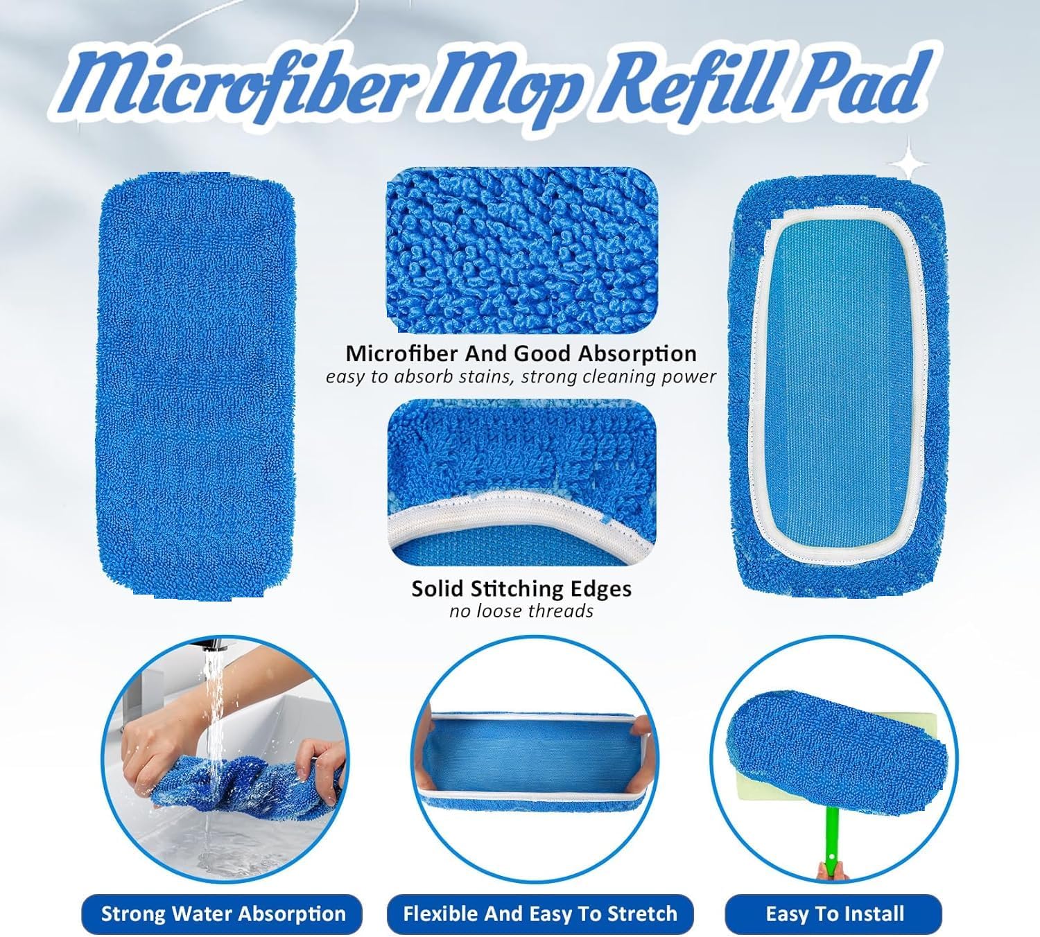 10 Pack Reusable Microfiber Mop Pads for Swiffer