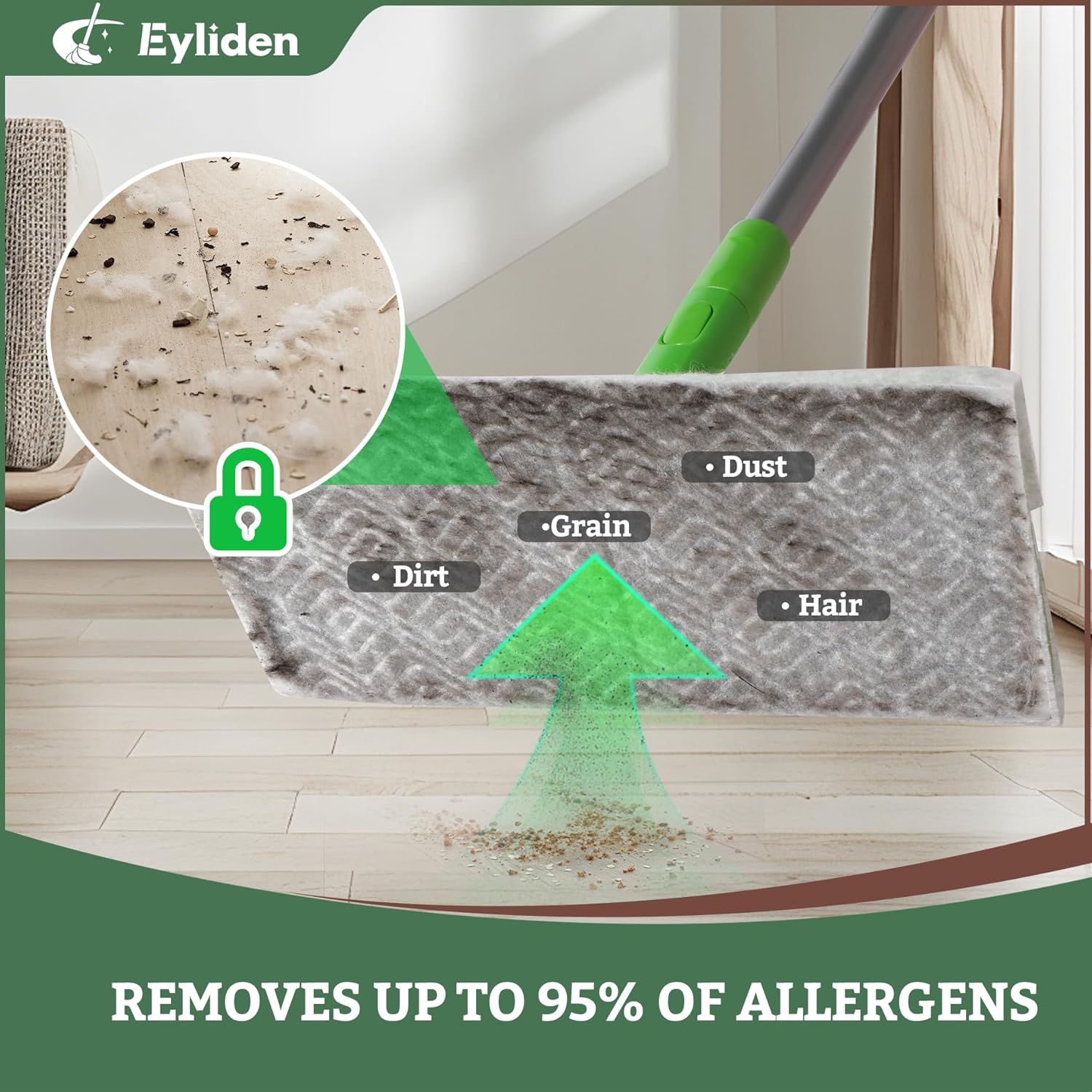 Eyliden 24 Count Dry Mop Pads for 10 Inch Sweeper Mops