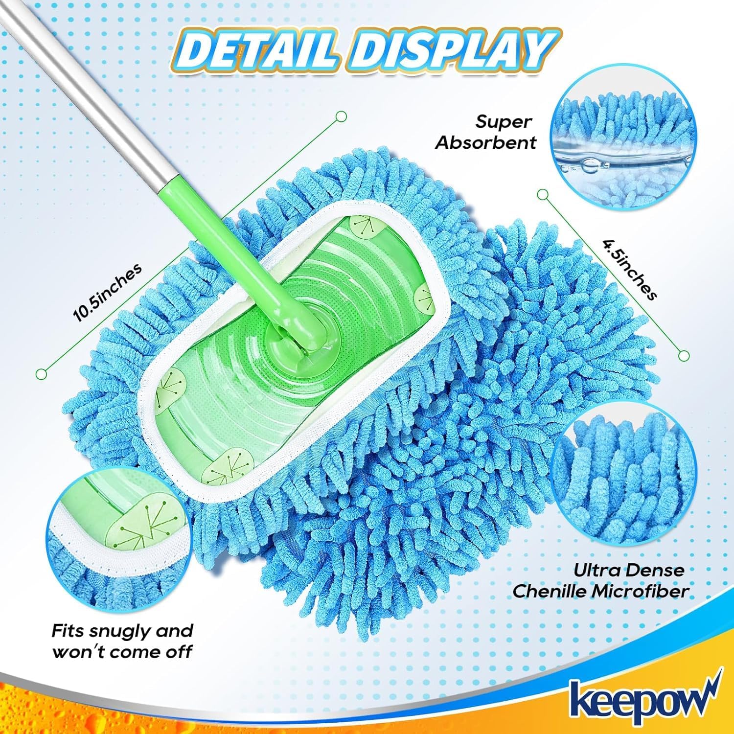 KEEPOW Reusable Microfiber Mop Pads 6 Pack 1