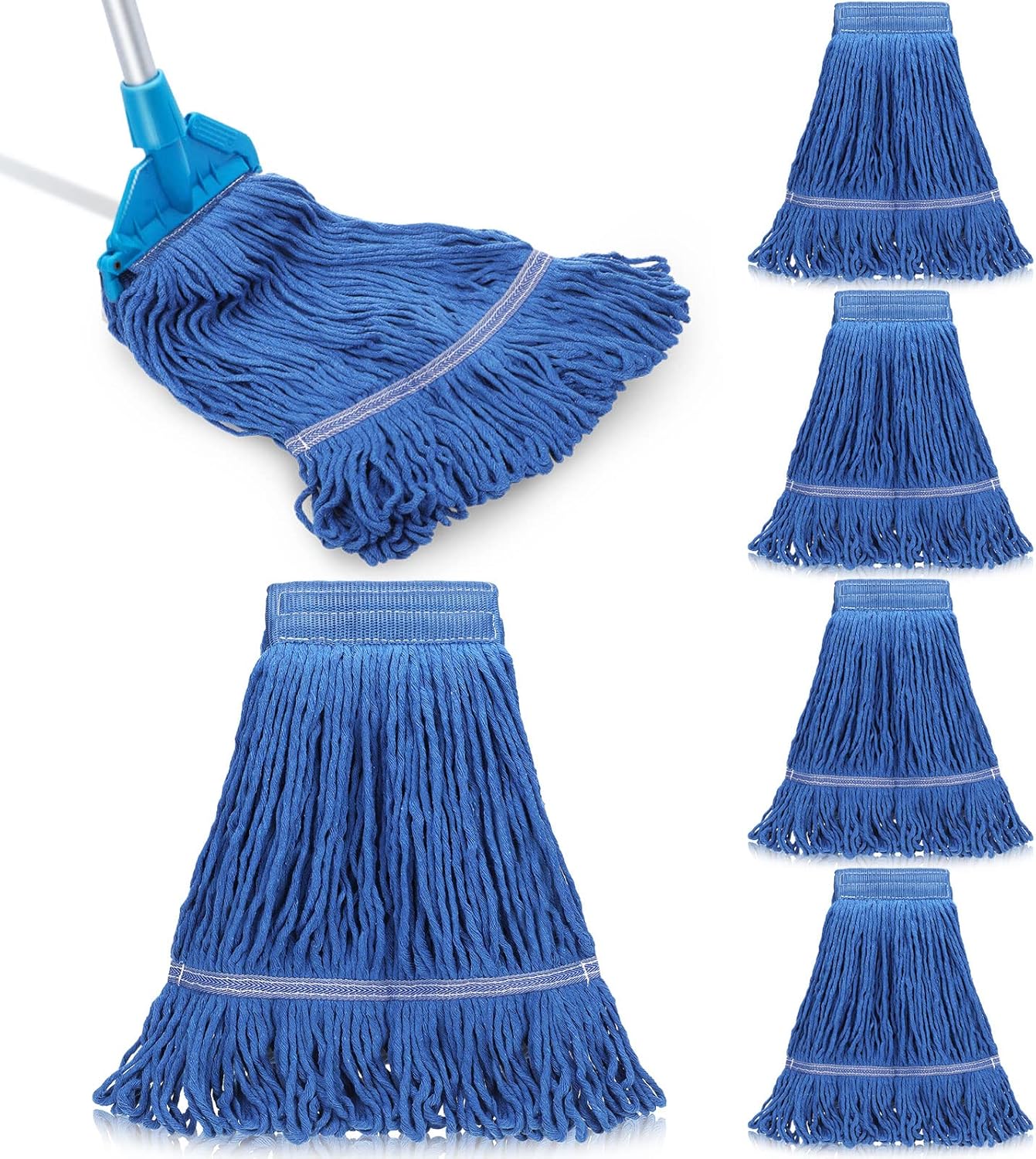 Nuogo 6 Pcs Heavy Duty Wet Mop Head Refills Blue