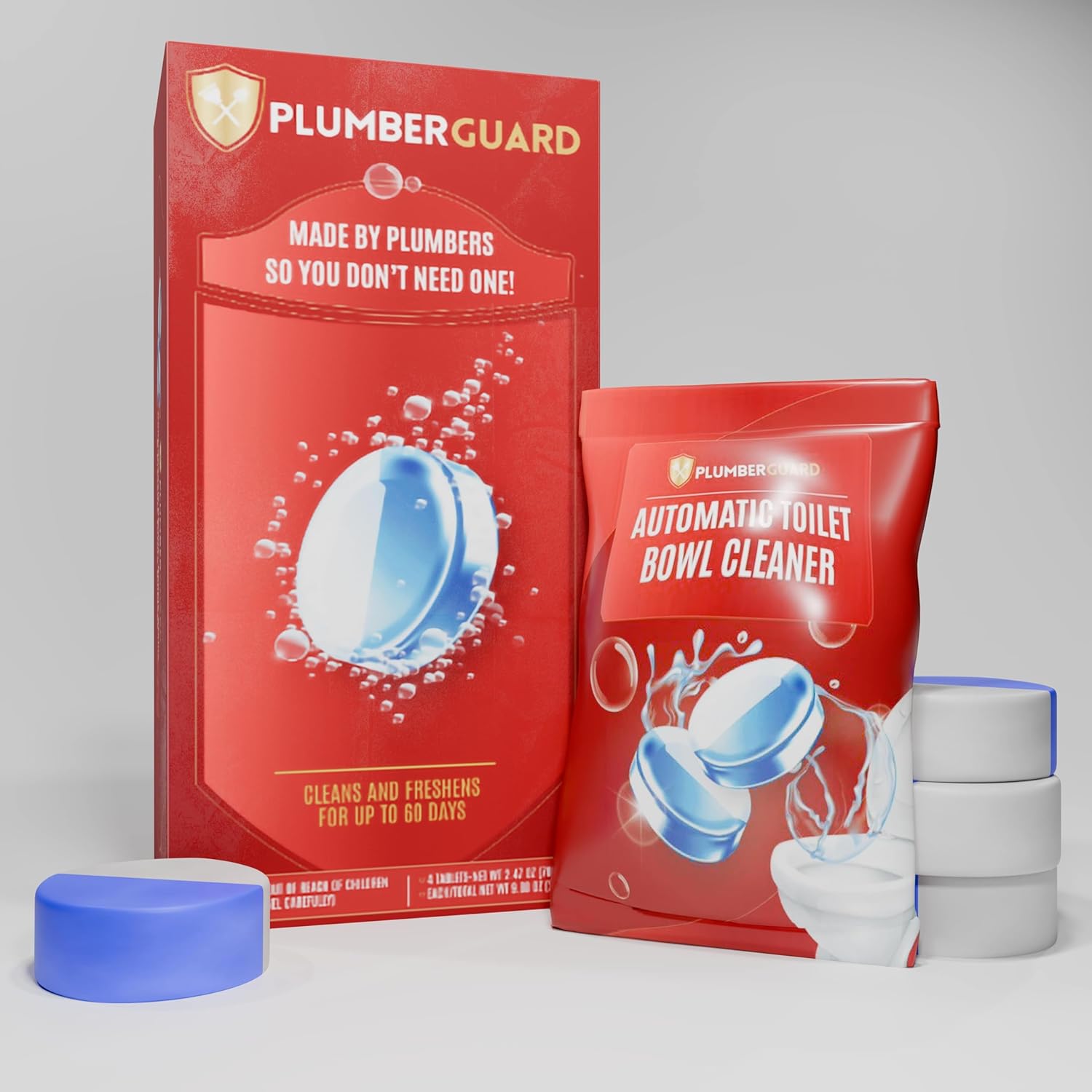 PLUMBERGUARD Toilet Tablets 4 Pack Whitening Stain Removing