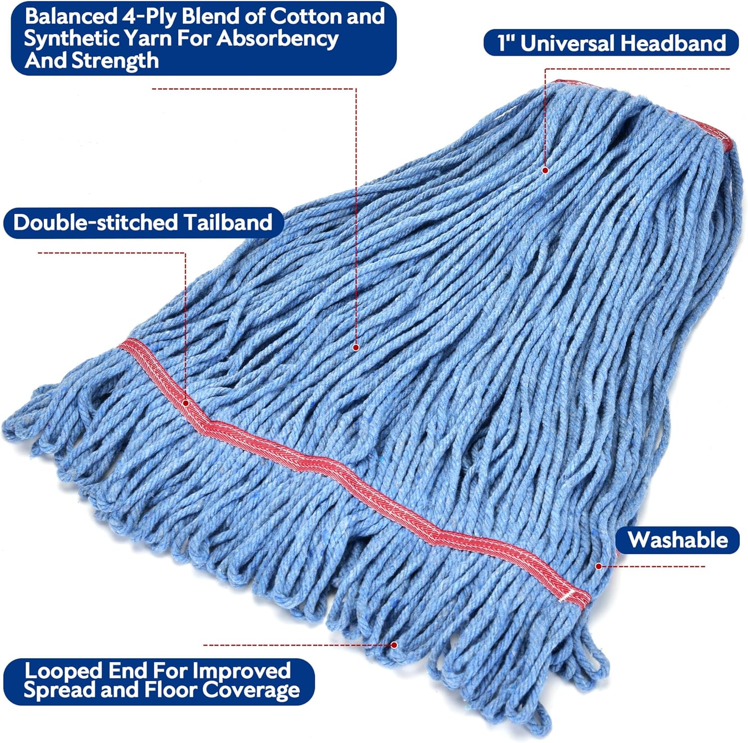 L Luke Supply Matthew 20oz Mop Head Replacement Pack of 6