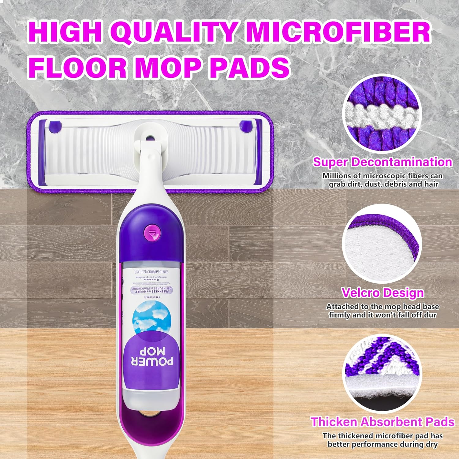 ILAVCLEAN Reusable Mop Pads Replacement 6 Pack for Swiffer PowerMop