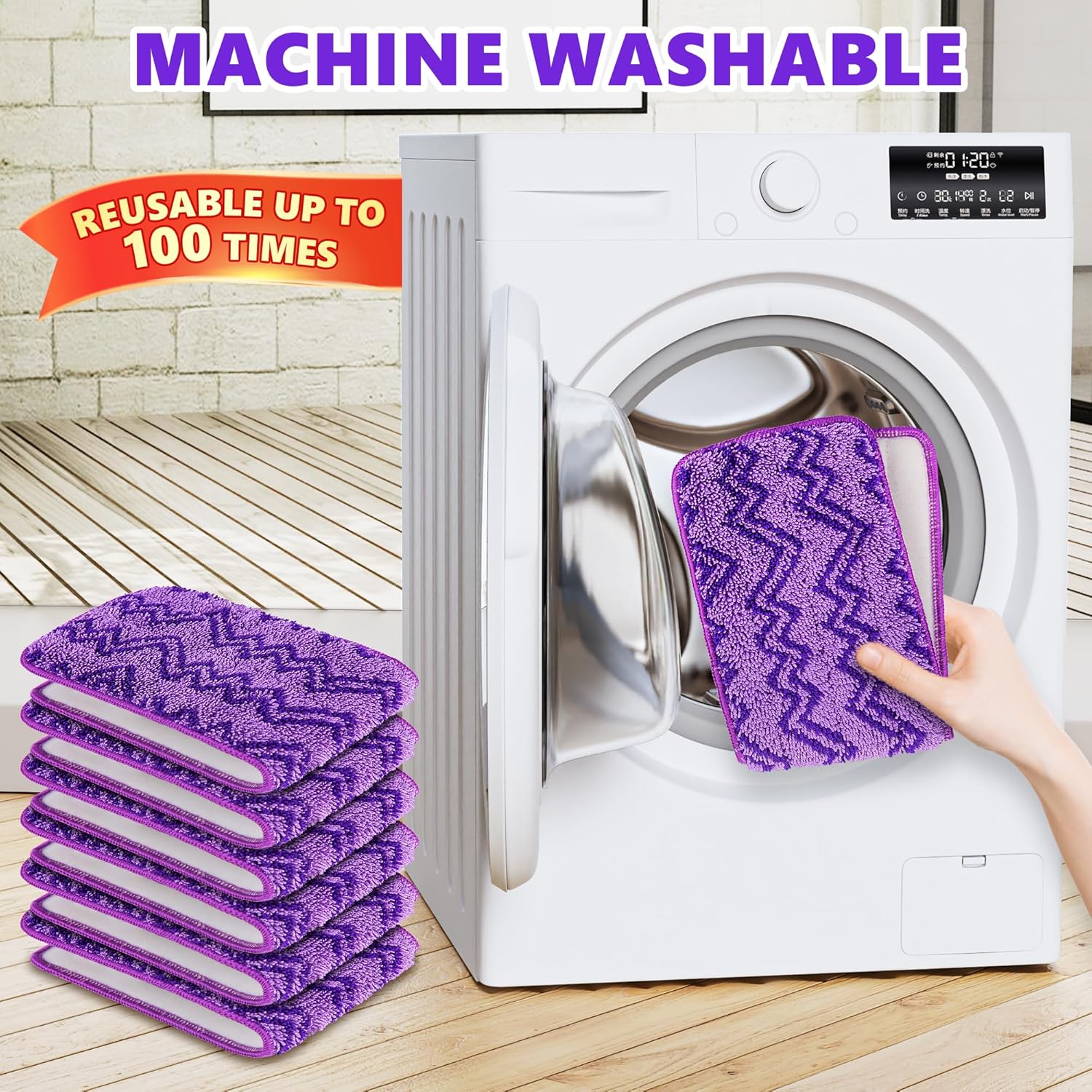 ENSPOWAY Reusable Mop Pads 6-Pack for Swiffer PowerMop