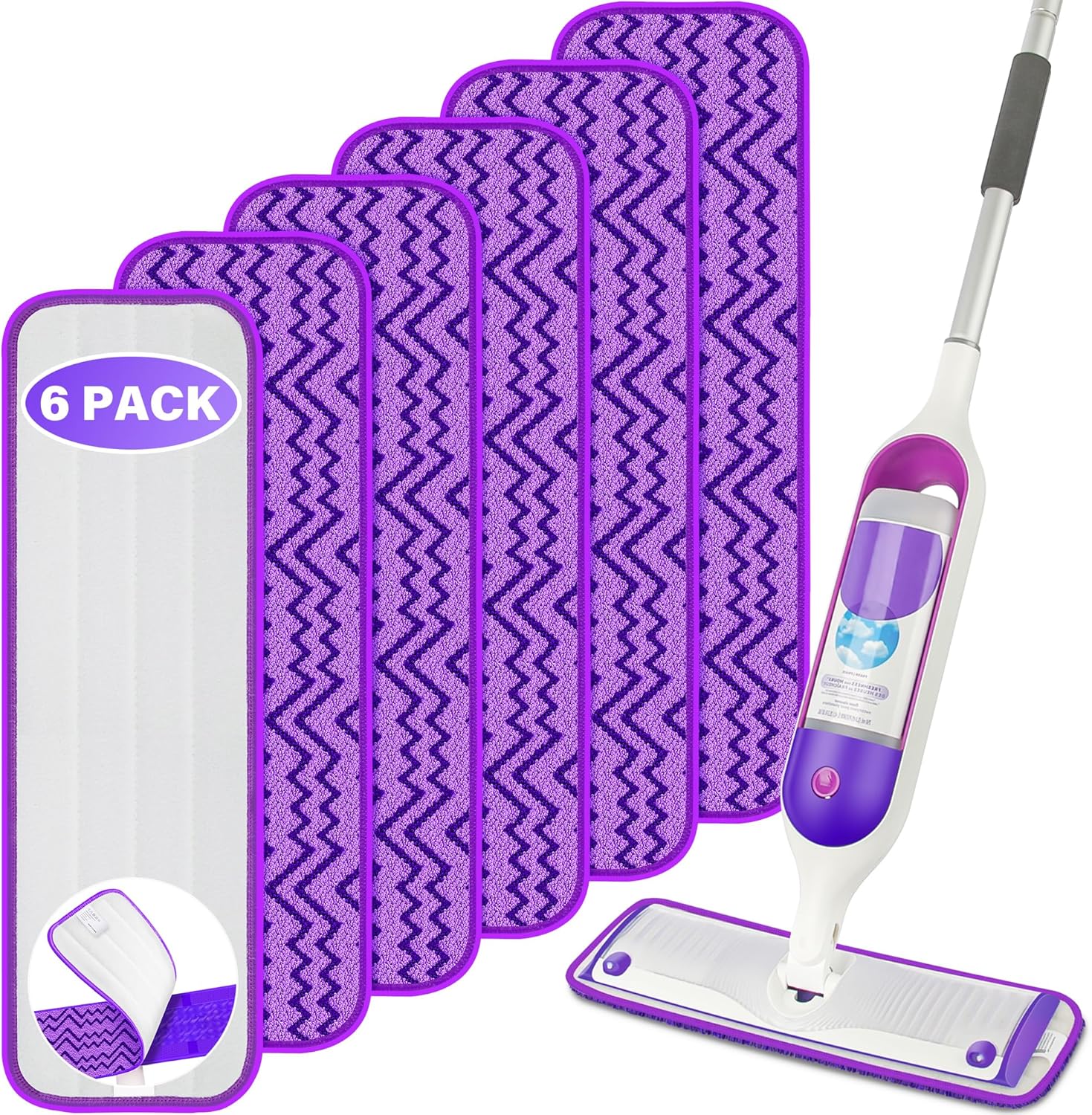 ENSPOWAY Reusable Mop Pads 6-Pack for Swiffer PowerMop