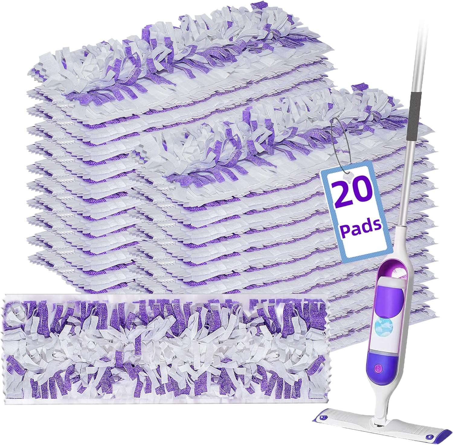 Disposable Mopping Pad Refills for PowerMop 20-Pack Purple