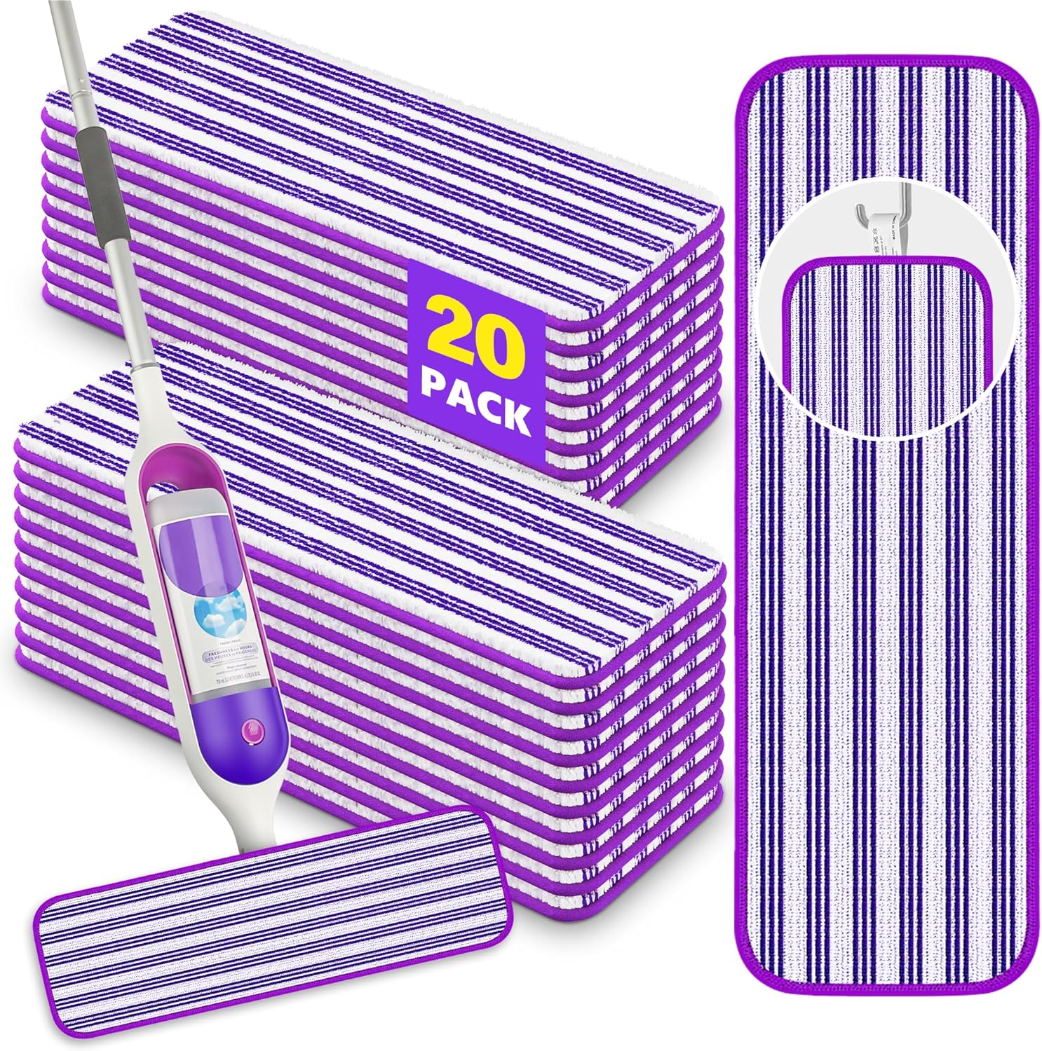 20 Pack Reusable Mop Pads for Swiffer PowerMop