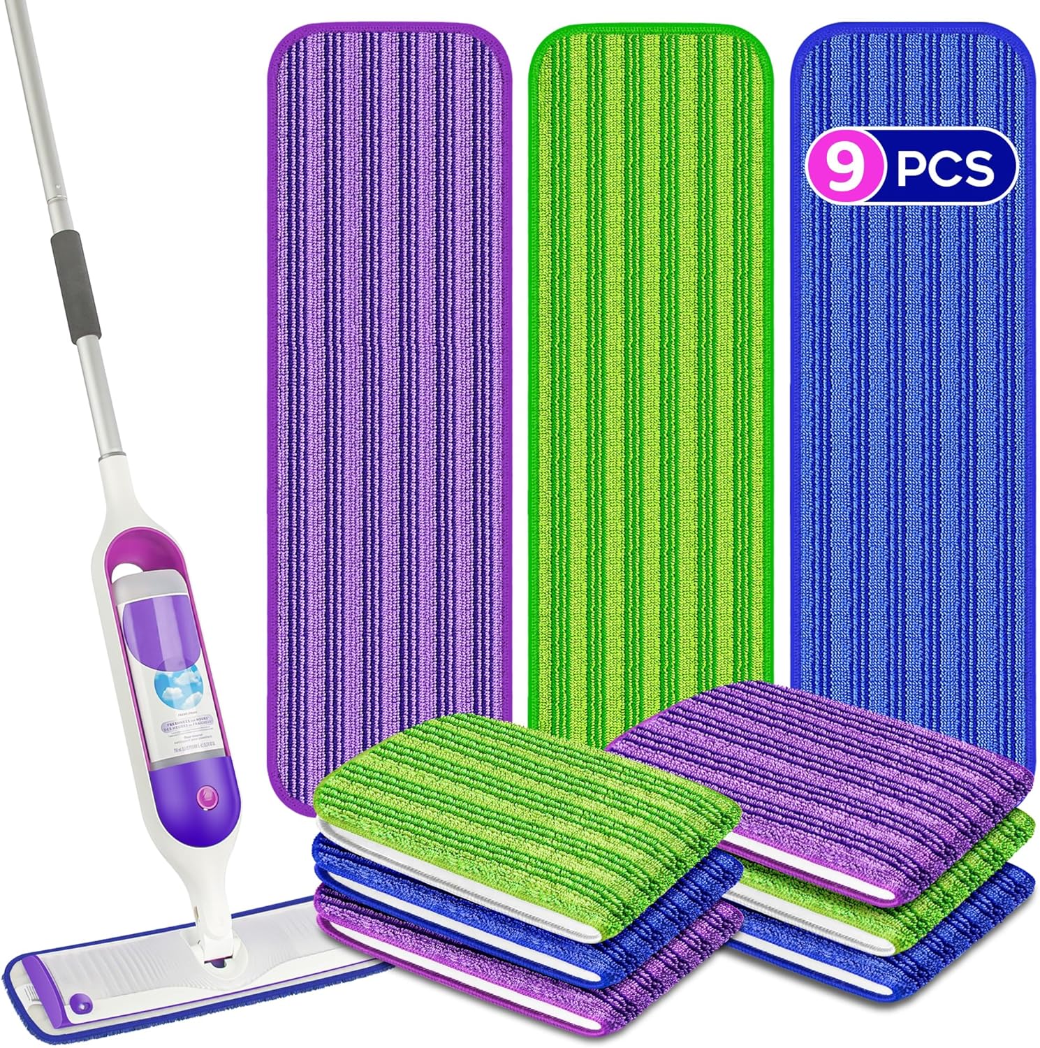 9 Pack Reusable PowerMop Pads for Swiffer Compatible