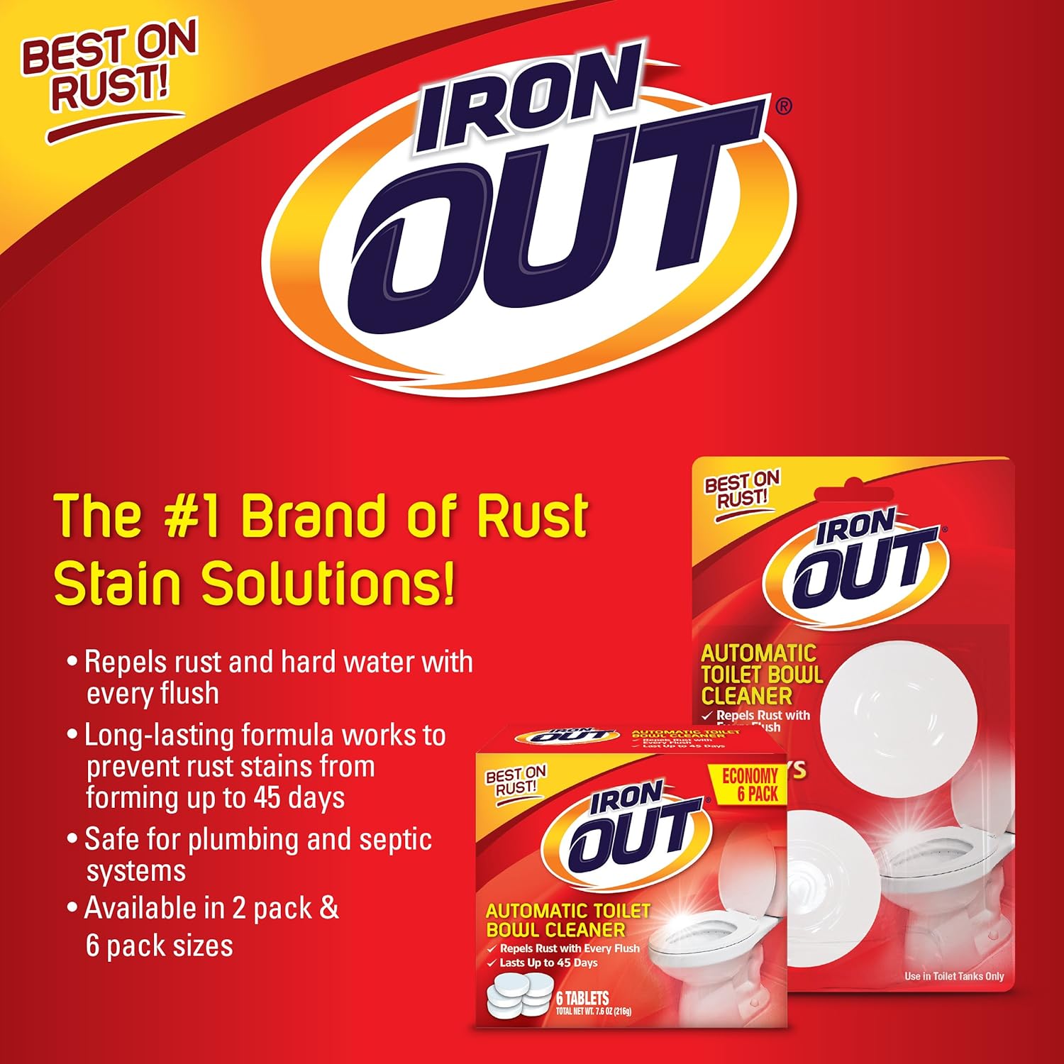 IRON OUT Automatic Toilet Bowl Cleaner Tablets 12 Tablets