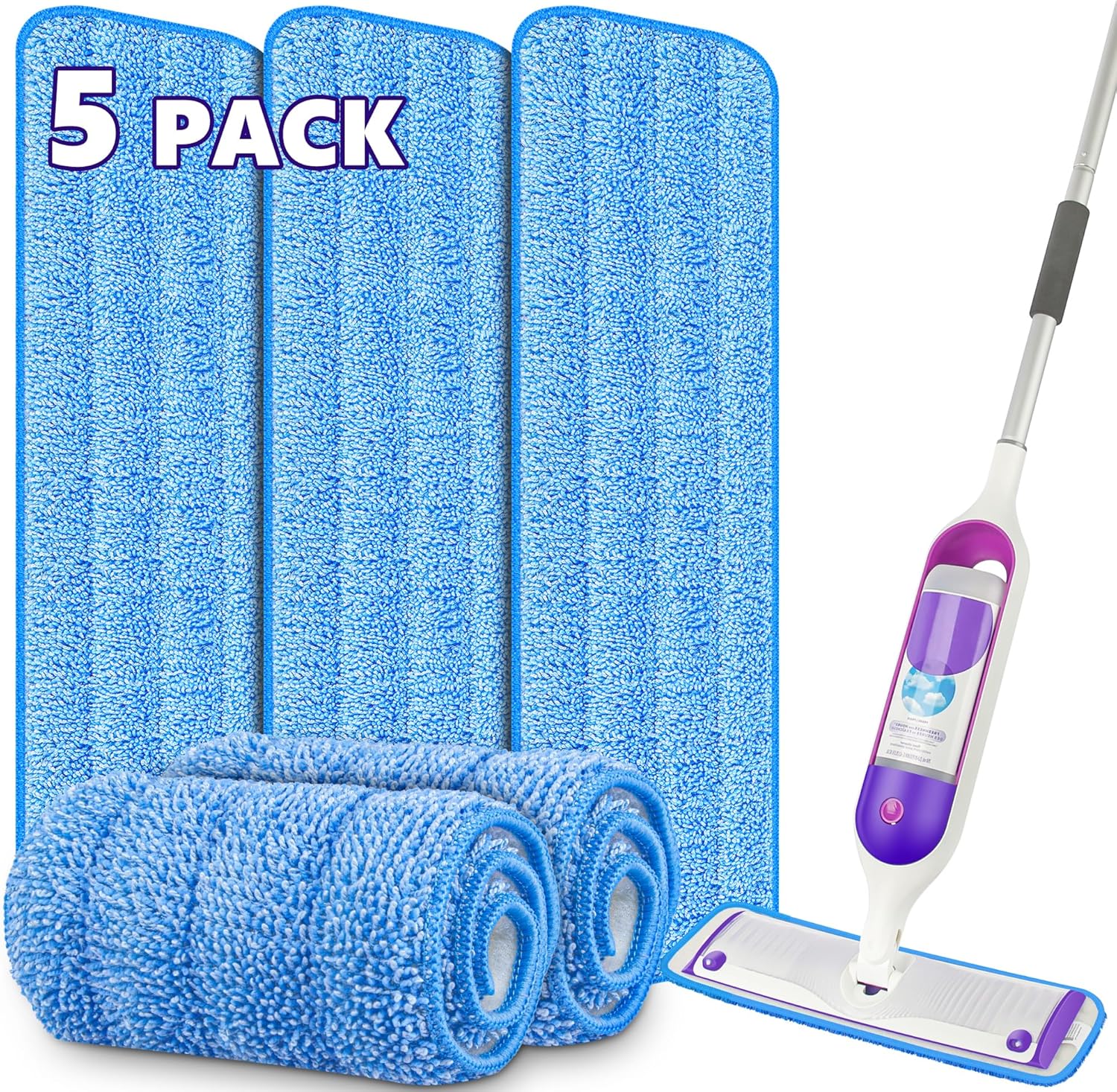 5 Pack Reusable Mop Pads for Swiffer PowerMop 15 Microfiber Refills 1