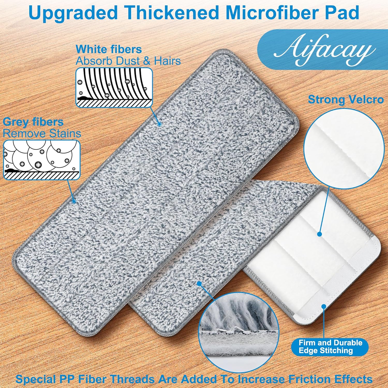 Aifacay 13 Inch Reusable Microfiber Mop Pad Refills - 6 Pack