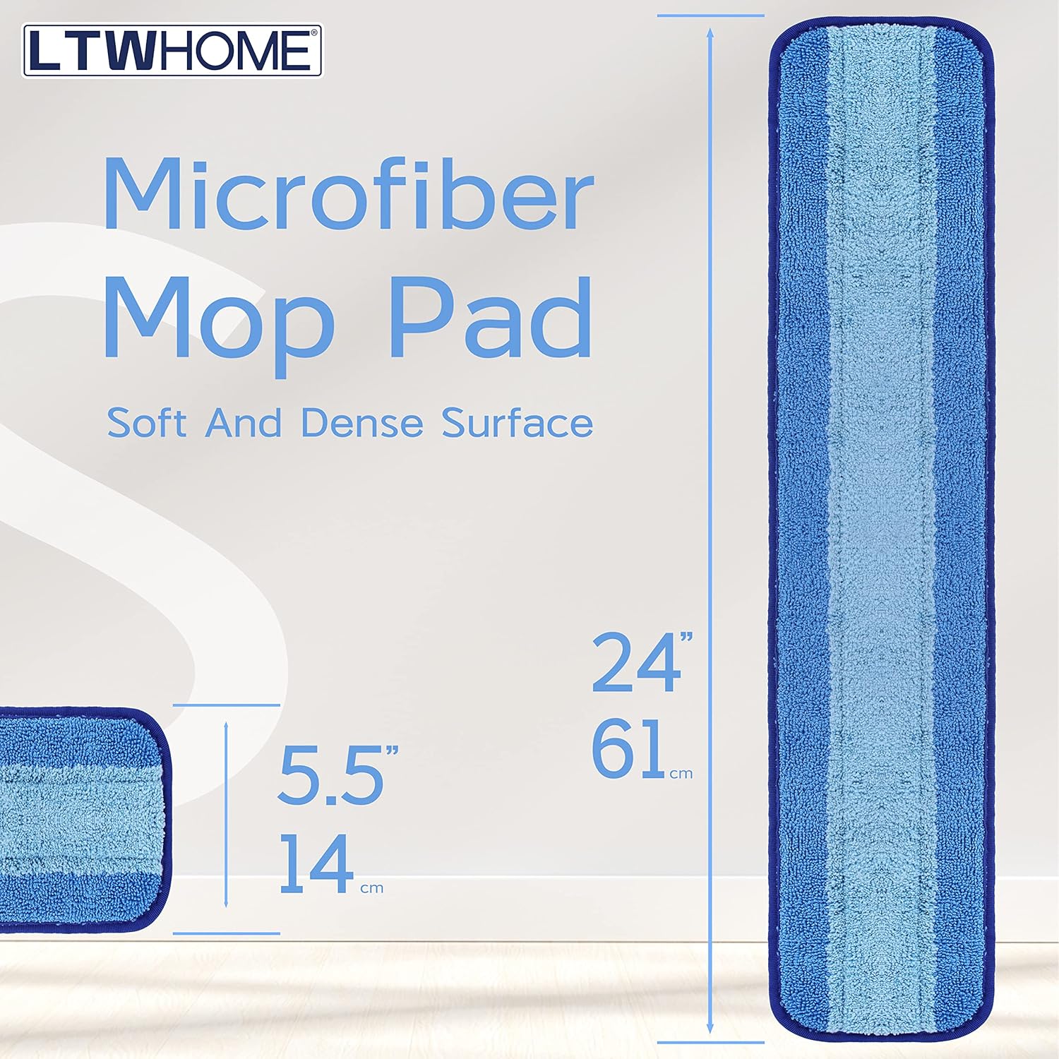 LTWHOME 24 Inch Microfiber Mop Refill Pads Pack of 6