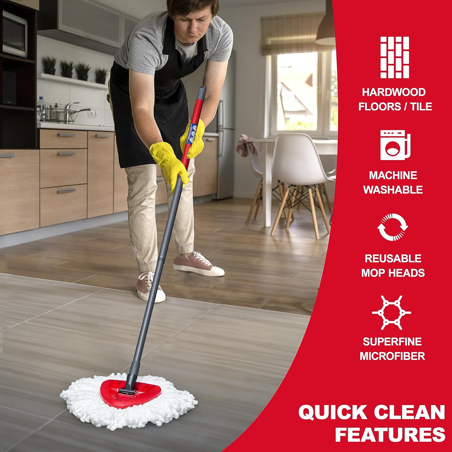 BRENSTEN Spin Mop Refill 4-Pack for O-Cedar Easy Wring 1