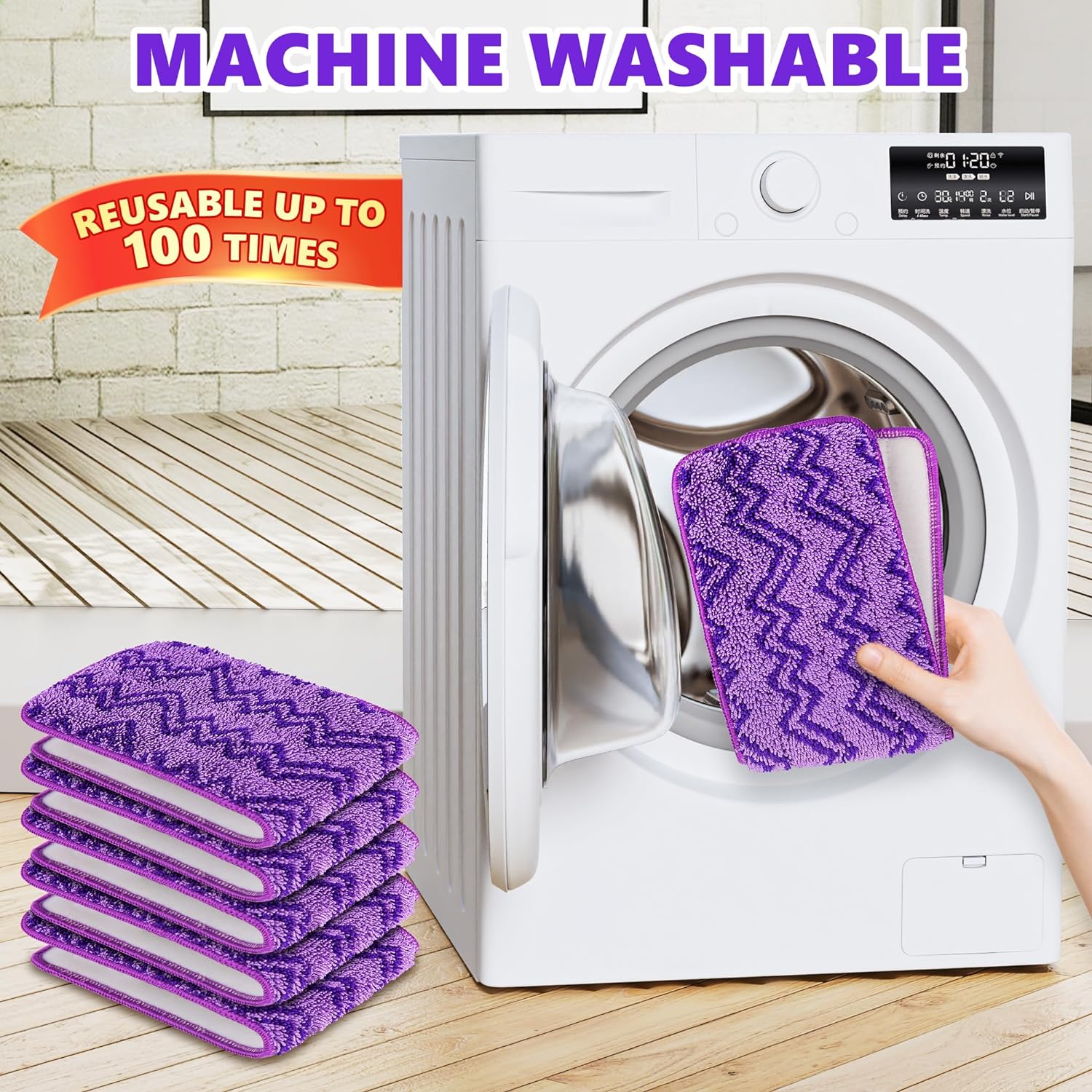 ENSPOWAY Reusable Mop Pads 6-Pack for Swiffer PowerMop