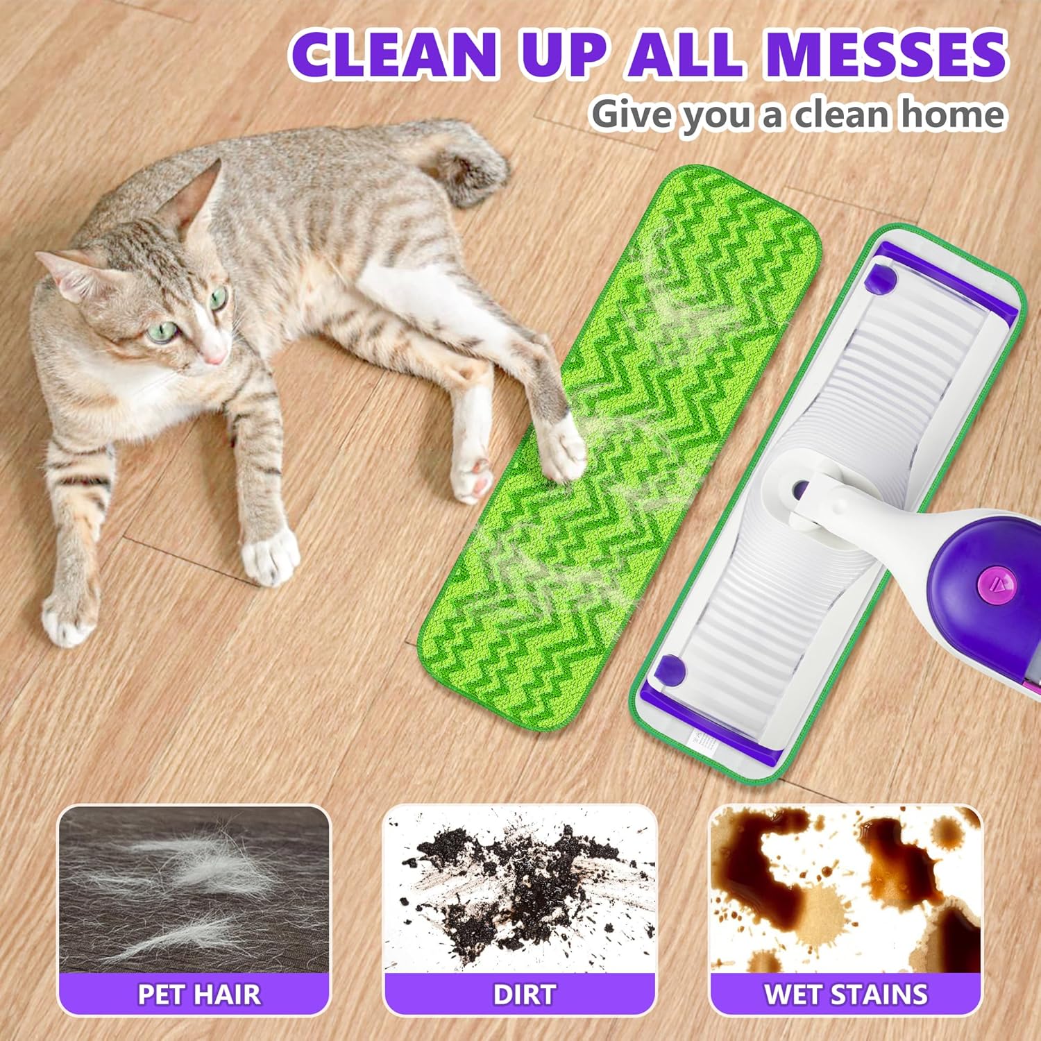 ENSPOWAY Reusable Mop Pads - 6 Pack for Swiffer PowerMop 13 14 15