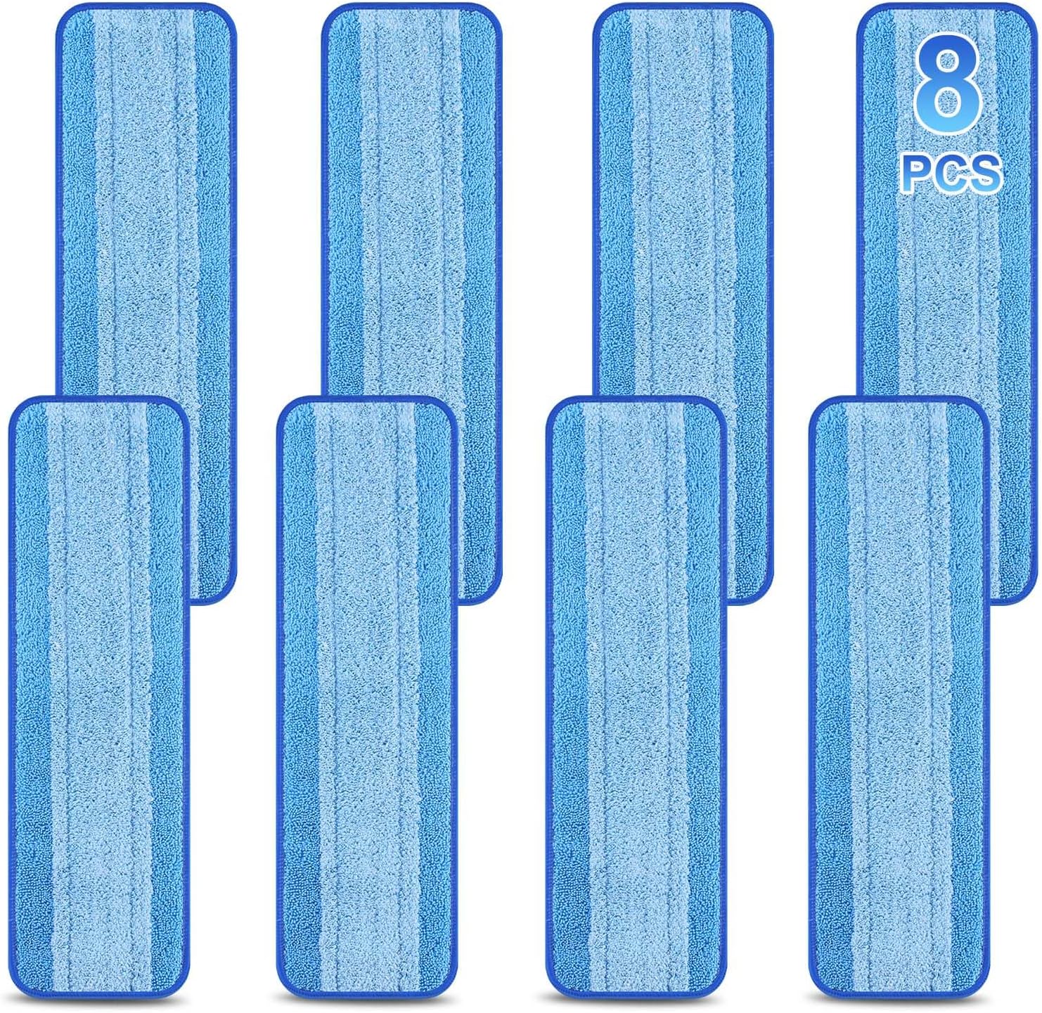 8 Pack 18 Inch Reusable Microfiber Spray Mop Replacement Heads