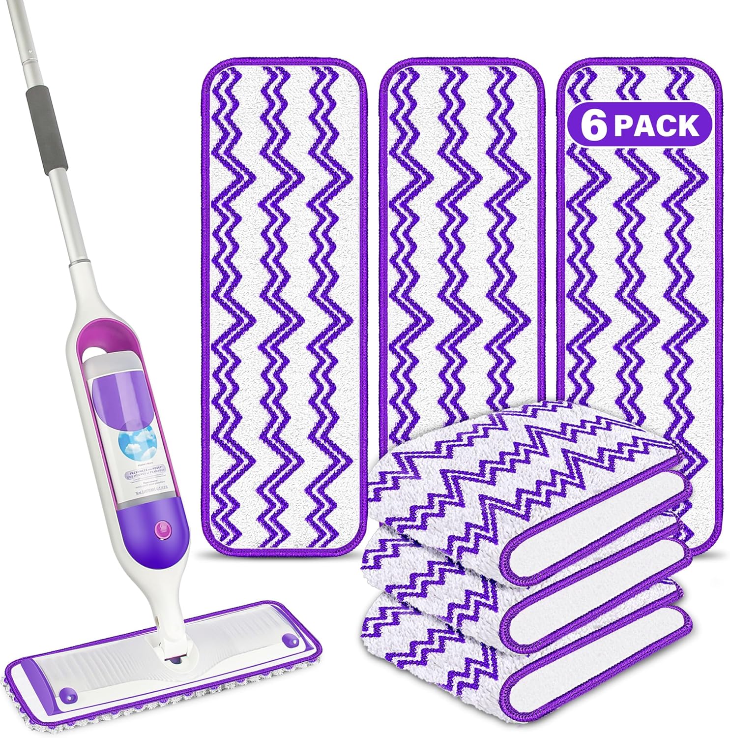 ILAVCLEAN Reusable Mop Pads Replacement 6 Pack for Swiffer PowerMop