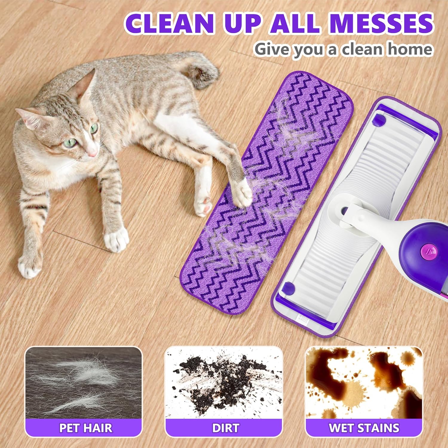 ENSPOWAY Reusable Mop Pads 6-Pack for Swiffer PowerMop