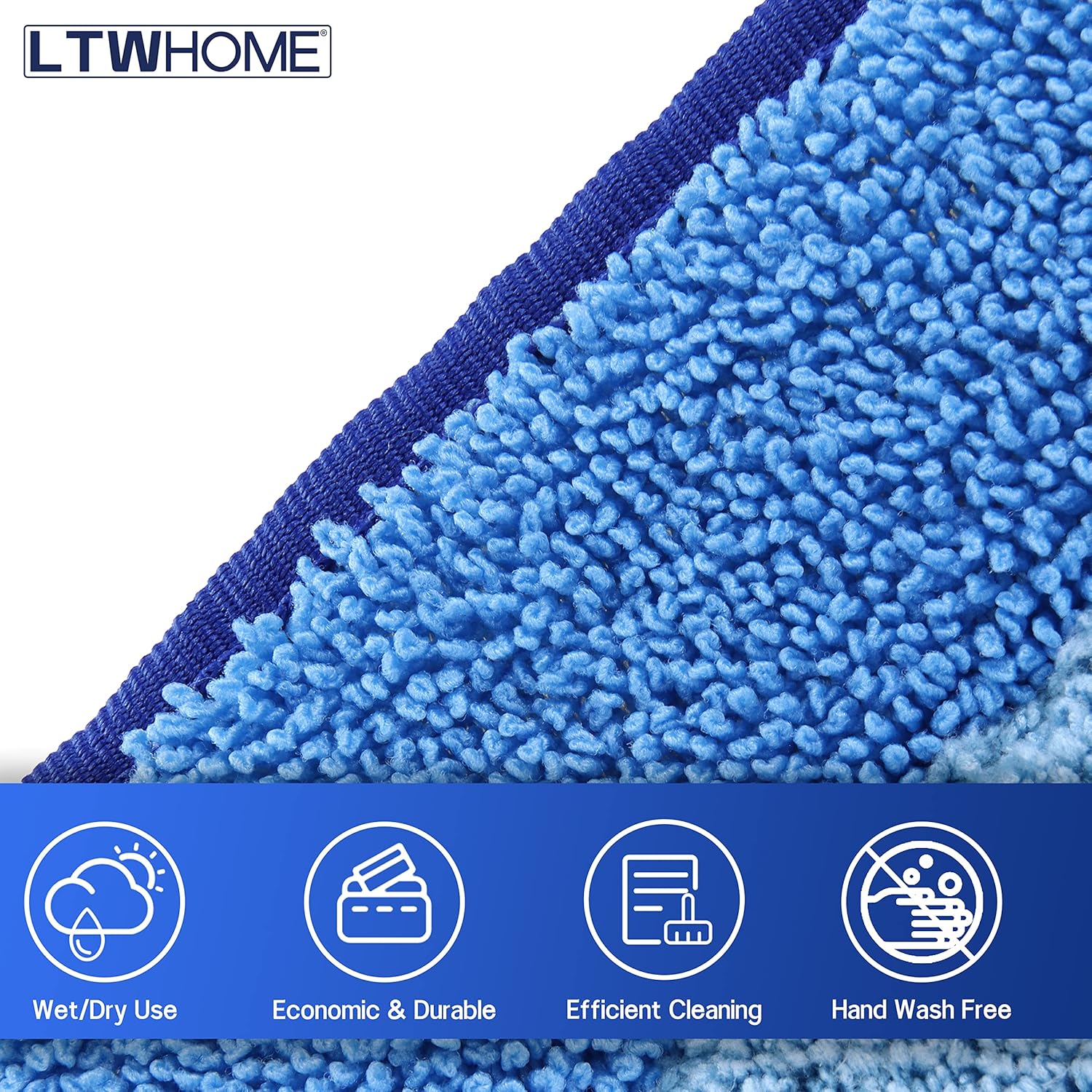 LTWHOME 24 Inch Microfiber Mop Refill Pads Pack of 6