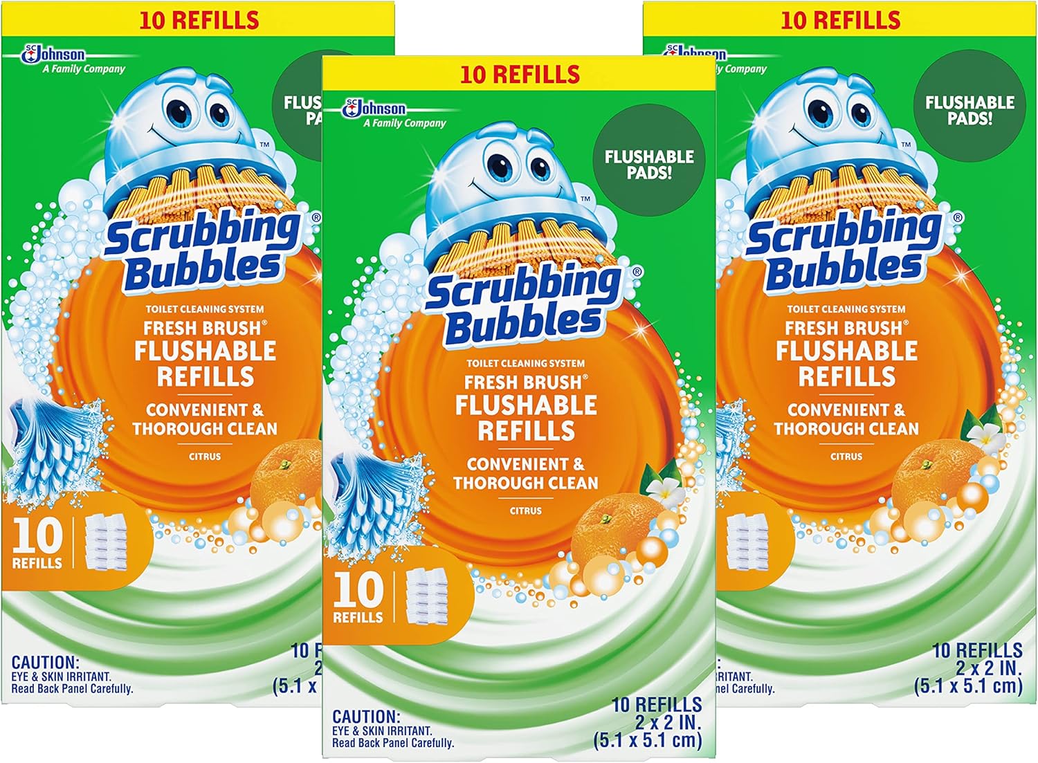 Scrubbing Bubbles Fresh Brush Flushable Refills - Citrus Scent - 10 Count Per Box