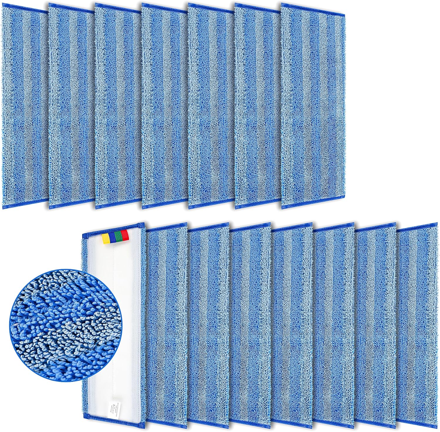 iDeaology 18in Microfiber Mop Pad Replacement - 15 Pack Heavy Duty Reusable